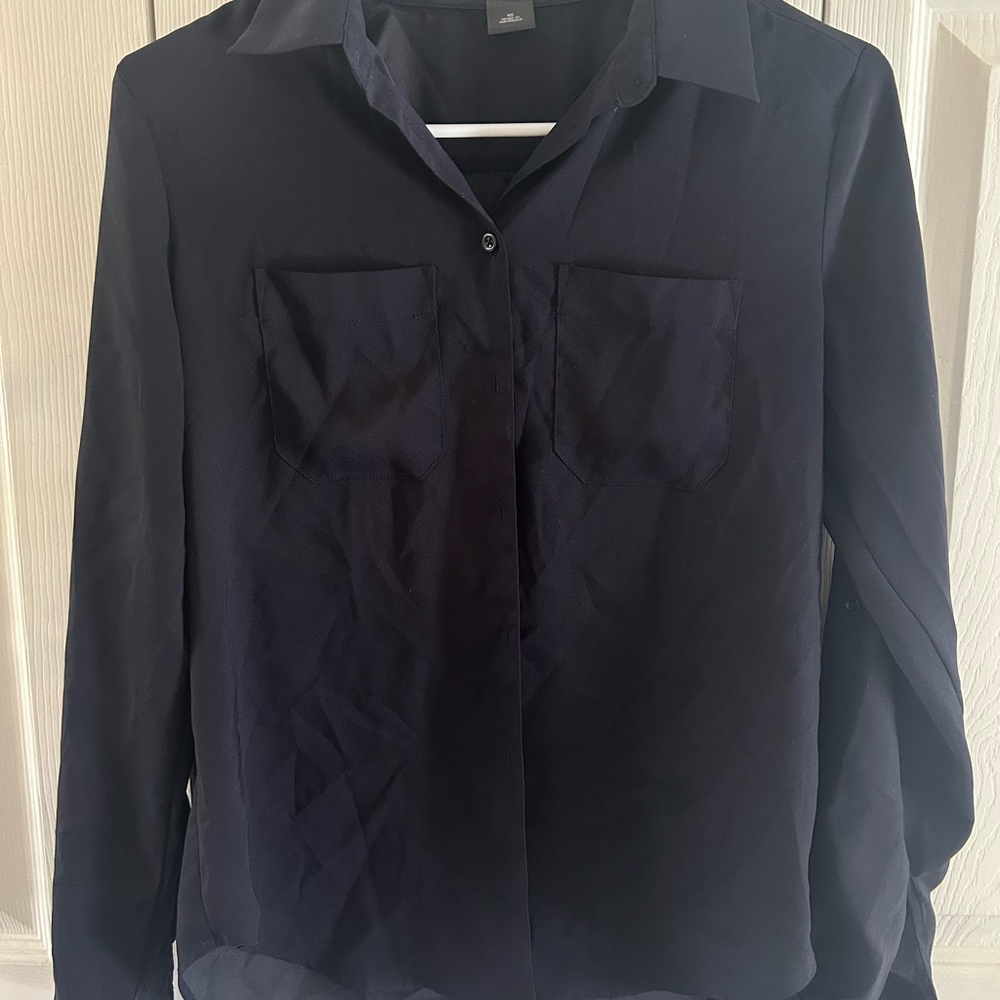 Ann Taylor Factory Navy Blue Blouse